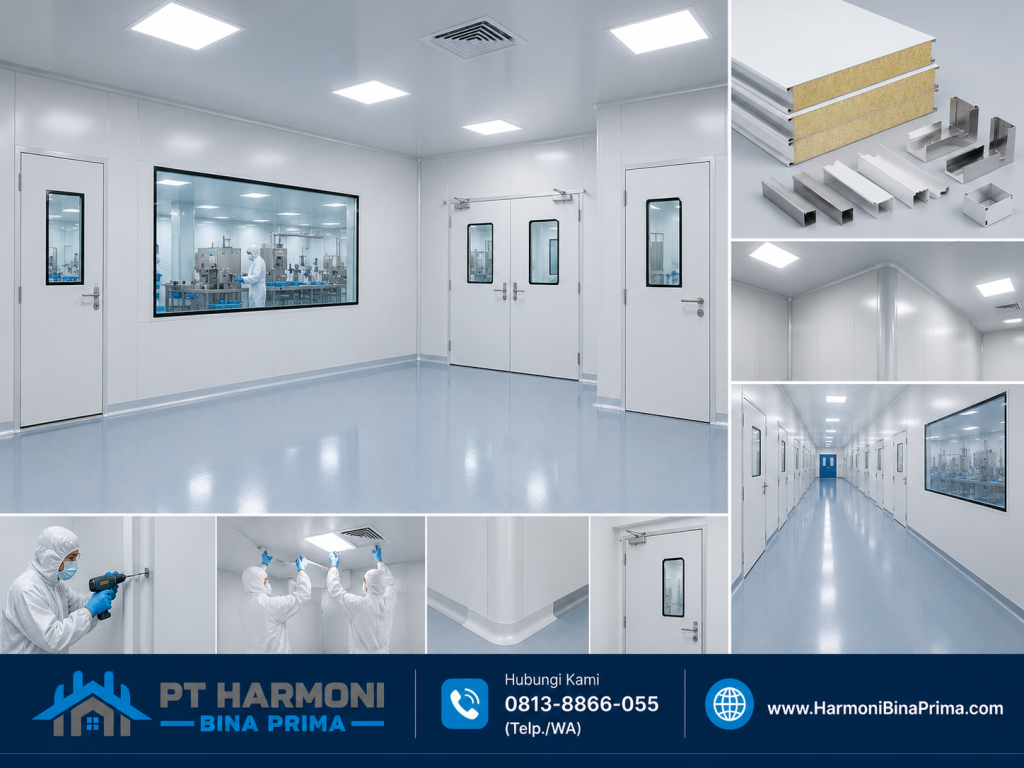 Sandwich panel clean room dengan dinding dan plafon panel higienis