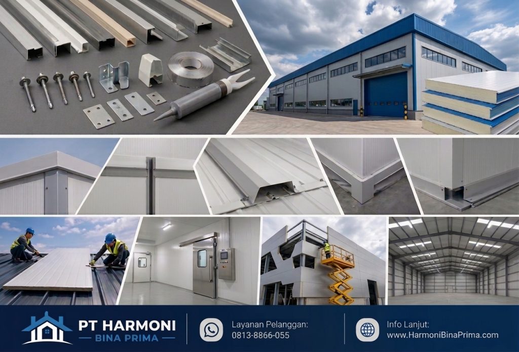 Dinding sandwich panel pada bangunan industri modern